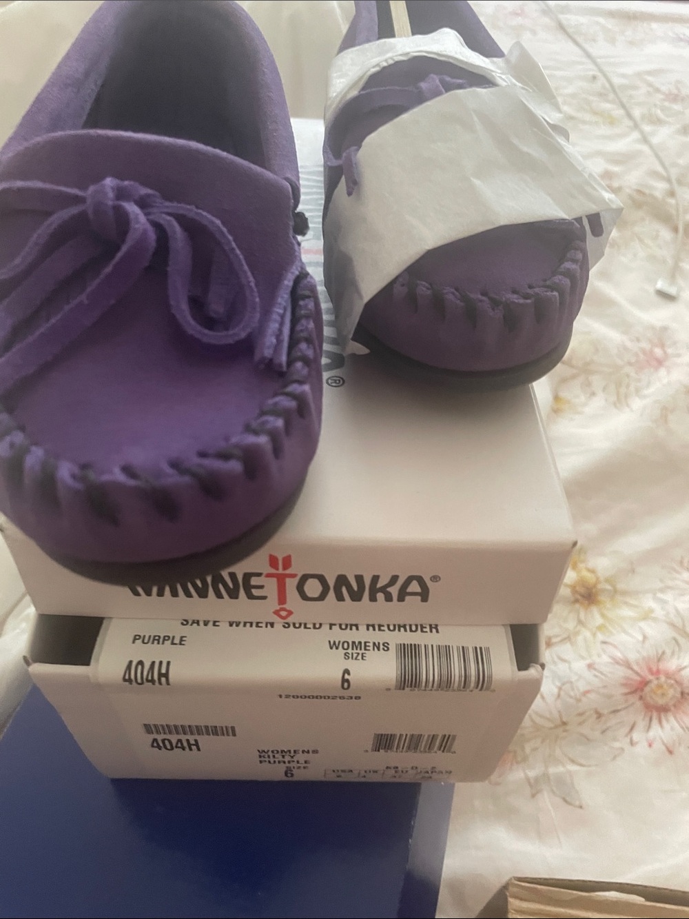 Minnetonka Kids Purple Suede Moccasins
